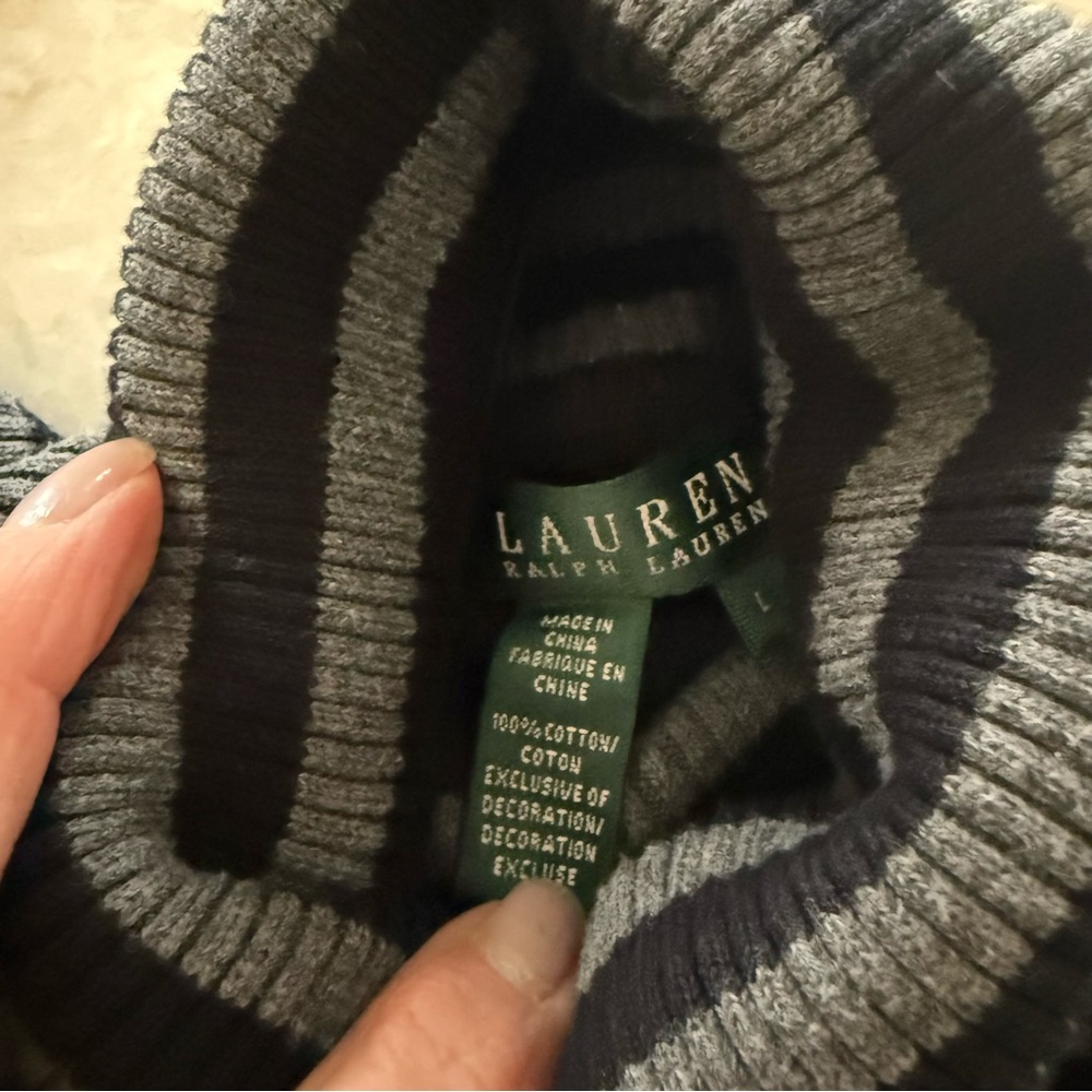 Ralph Lauren Black and Gray Striped Sweater - Picture 5 of 7